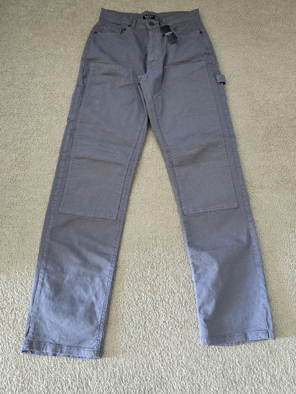 BoohooMAN Straight-Leg Cargo Pants - Slate Gray 30 X 34